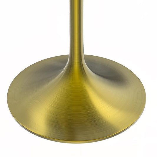 Verve 27" Round Dining Table, Brushed Gold Base with Cognac Brown MDF Top