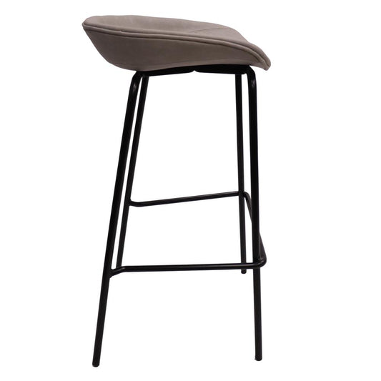 Barstool with Upholstered Faux Leather Seat and Powder Coated Iron Frame