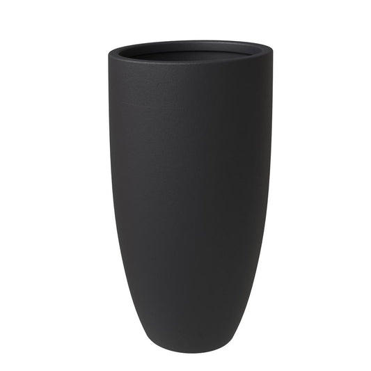 Crete Series Poly Stone Planter in Black 13.4 Dia, 23.6 High