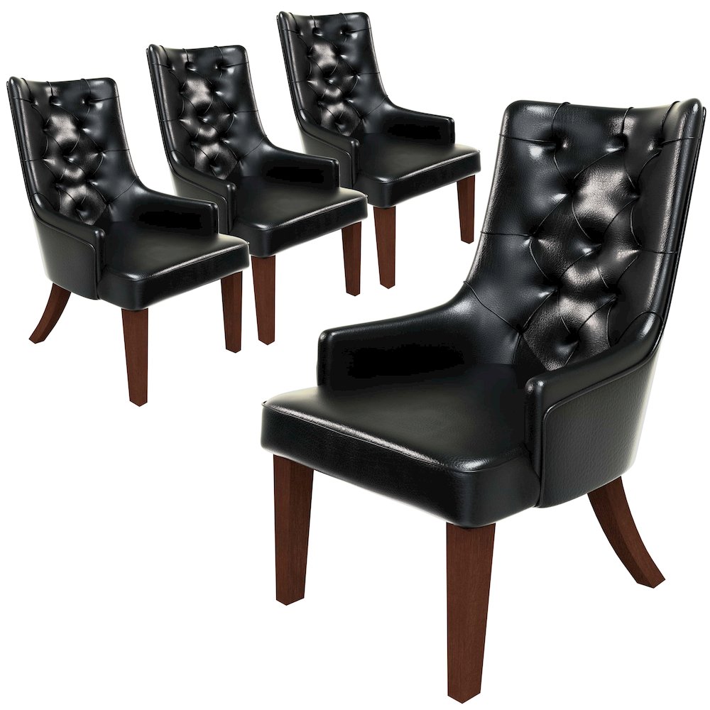 Spruce Collection Modern Wooden Dining Chair in Charcoal Grey Set of 4