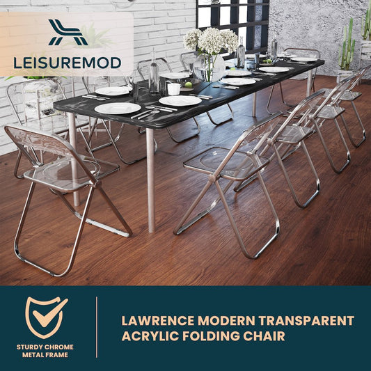 Lawrence Acrylic Folding Chair With Metal Frame, Set of 4