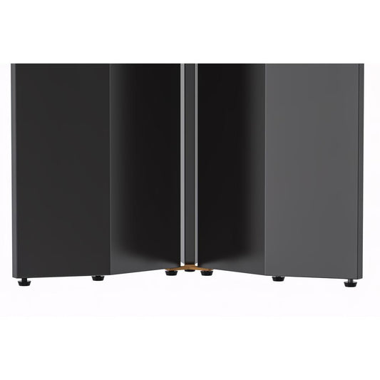 Round Dining Table Black Base with 60 Round White/Gold Sintered Stone Top