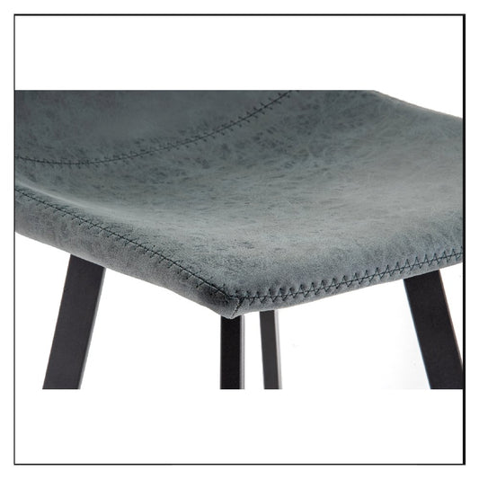 Elland Modern Upholstered Leather Bar Stool With Iron Legs & Footrest