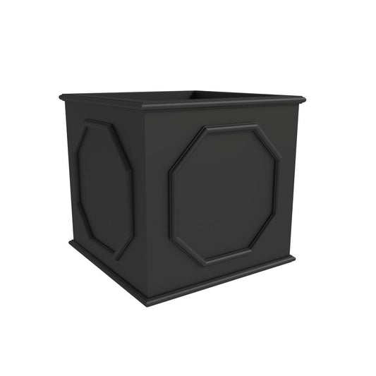 Sprout Series Cubic Fiber Stone Planter in Black 17.7 Cube