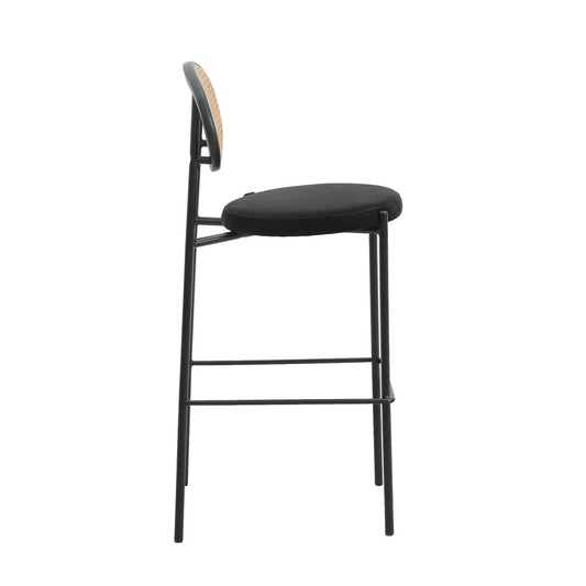 Euston Modern Wicker Bar Stool With Black Steel Frame, Set of 2