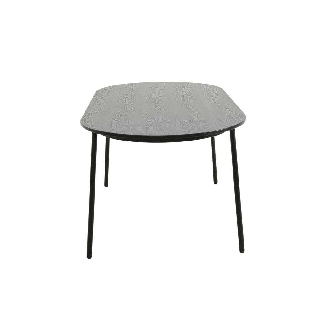 71" Oval Dining Table with MDF Top and Black Steel Legs