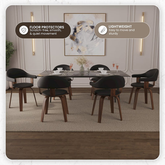 Modern Wooden Dining Chair, Walnut Color Frame in Black