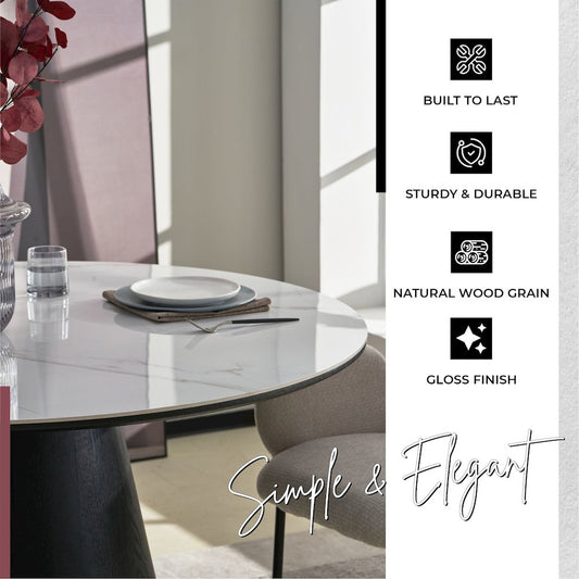 Riven Collection Modern Wooden 48" round dining table in black