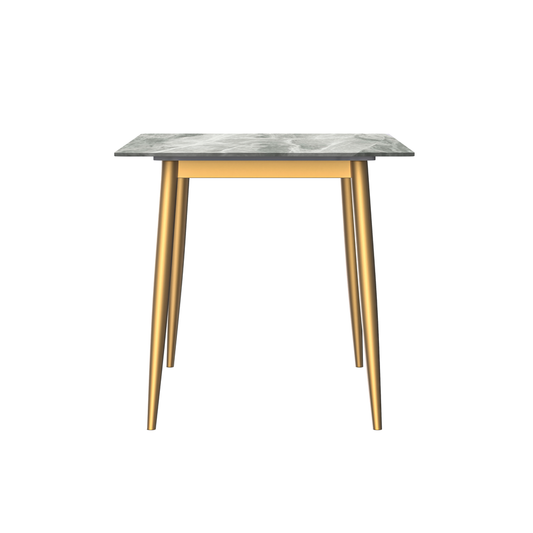 Modern Dining Table Brushed Gold Base, With 71 Light Grey Sintered Stone Top