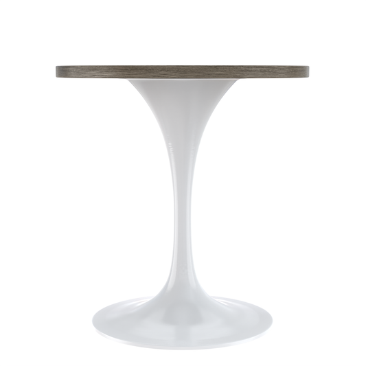 Verve 27 Round Dining Table, White Base with Dark Maple MDF Top