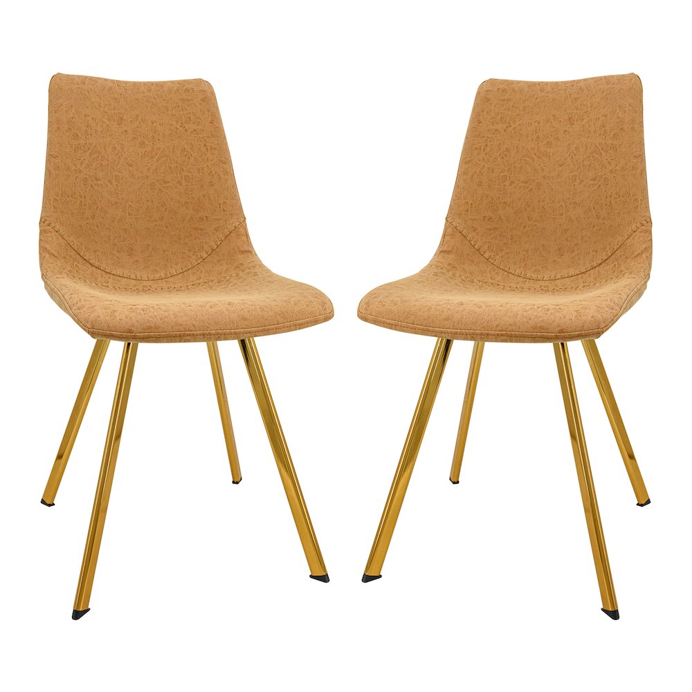 Markley Modern Leather Dining Chair With Gold Legs Set of 2