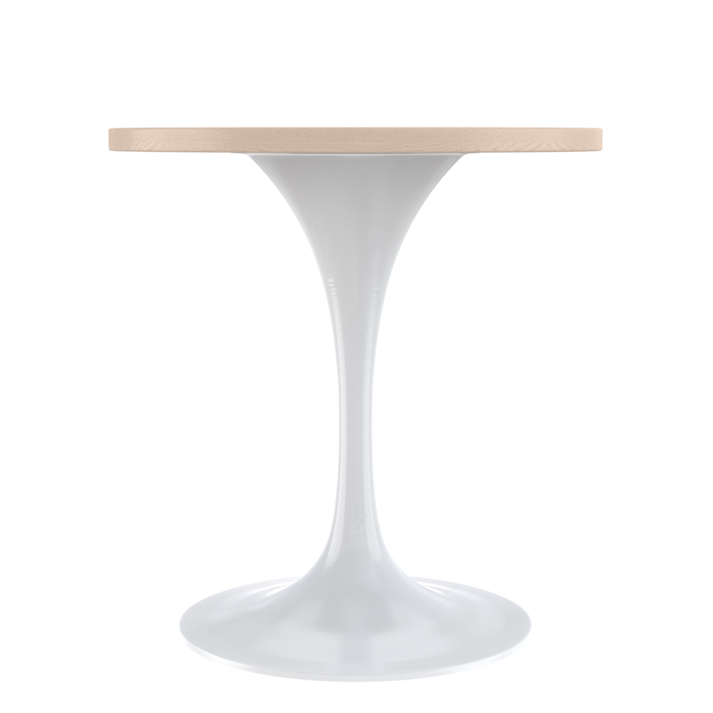 Verve 27 Round Dining Table, White Base with Light Natural Wood MDF Top