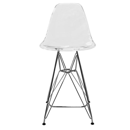 Cresco Modern Acrylic Barstool with Chrome Base and Footrest