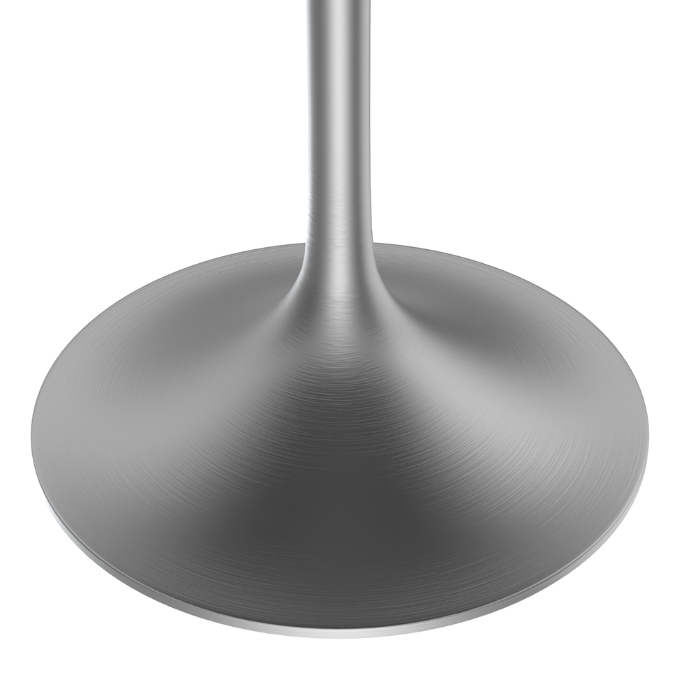 48 Round Dining Table, Brushed Chrome Base with Sintered Stone Black Top