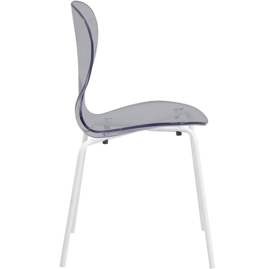Modern Oyster Transparent Side Chair in White Base