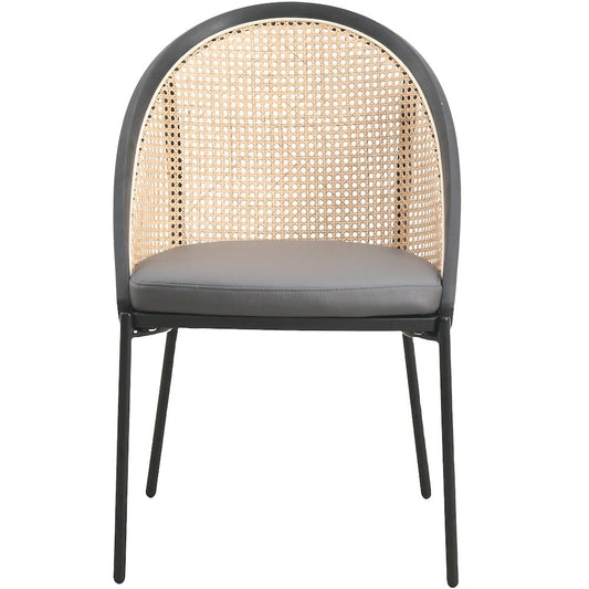 Urbane Collection Modern Dining Chair With Wicker back in Charcoal - Set of 2