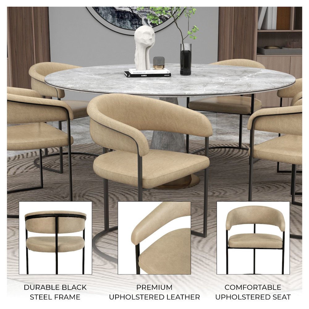 Aero Collection Modern Dining Chair in Oatmeal Set of 4