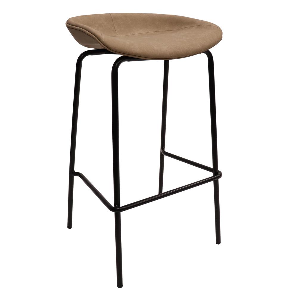 Barstool with Upholstered Faux Leather Seat and Powder Coated Iron Frame