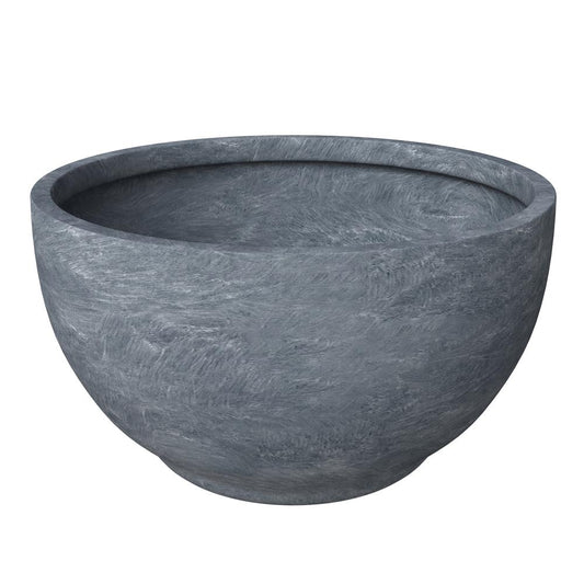 Grove Series Poly Stone Planter Set in Aged Concrete
