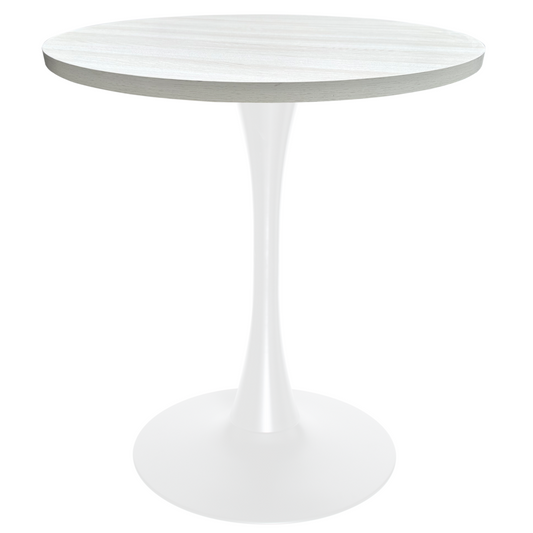 Bristol Dining table, White Base with 27" Round Light Natural MDF top