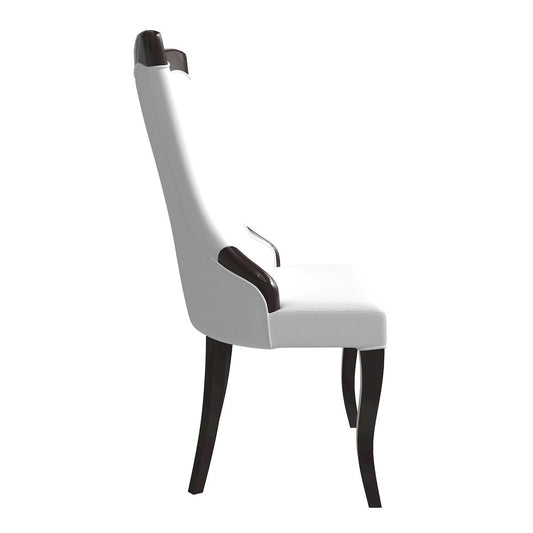 Novara Collection Modern Wooden Dining Chair in Off White Velvet Set of 2
