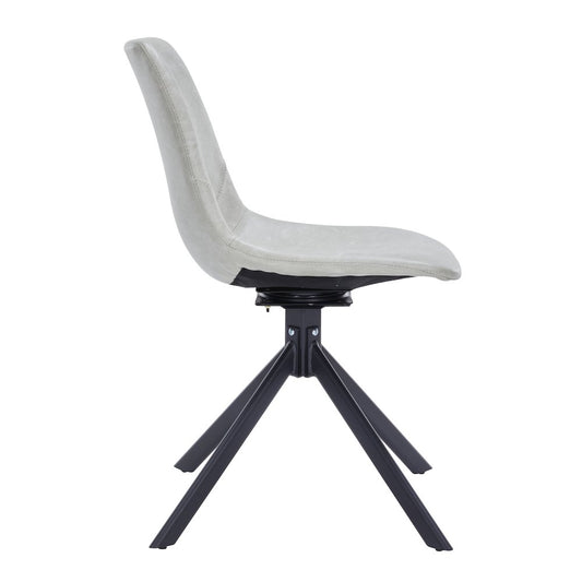 Markley Modern Leather Swival Dining Chair With Metal Legs in Light Grey