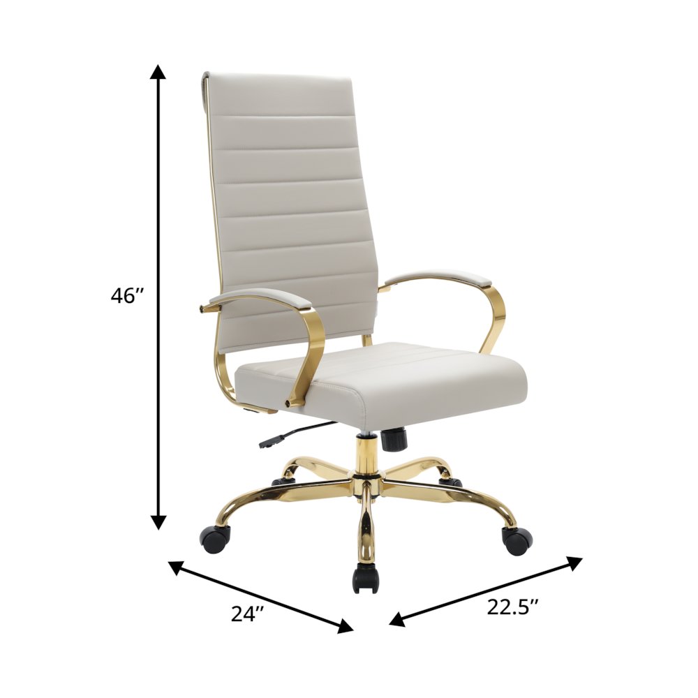 Benmar High-Back Leather Office Chair With Gold Frame