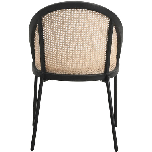 Urbane Collection Modern Dining Chair With Wicker back in Cream - Set of 4