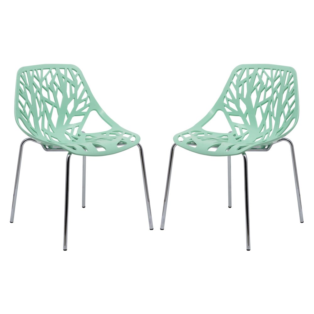 Modern Asbury Dining Chair w/ Chromed Legs, Set of 4