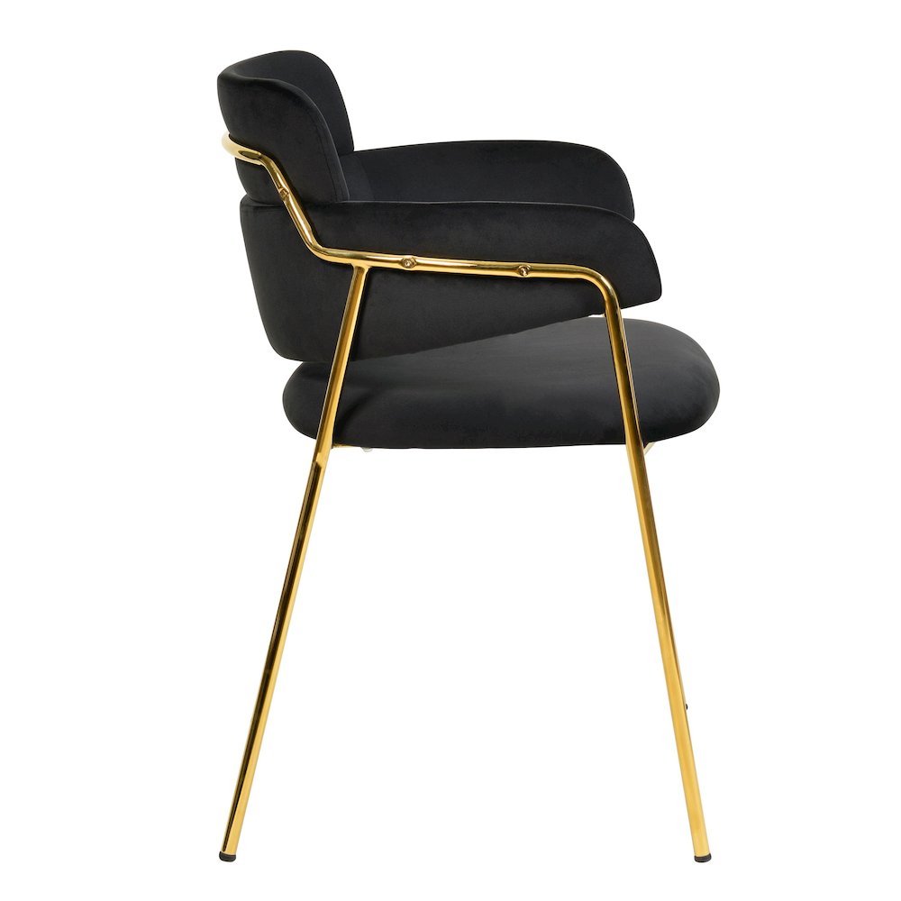 Axis Collection Modern Gold Dining Chair in Black - Set of 4