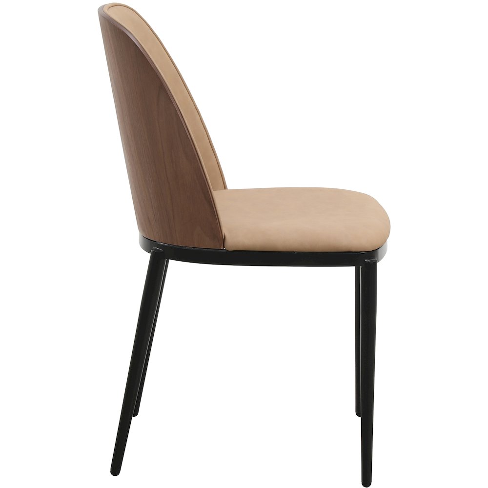 Tule Collection Dining Chair, Walnut Frame With Brown Leather