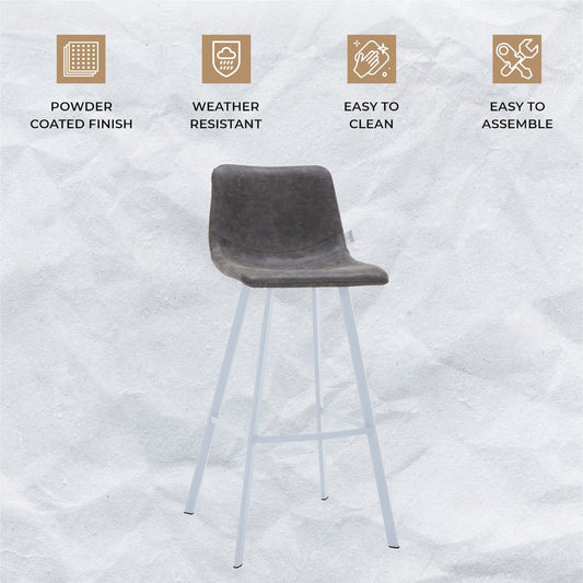 Elland - Bar stool - Grey- White Base