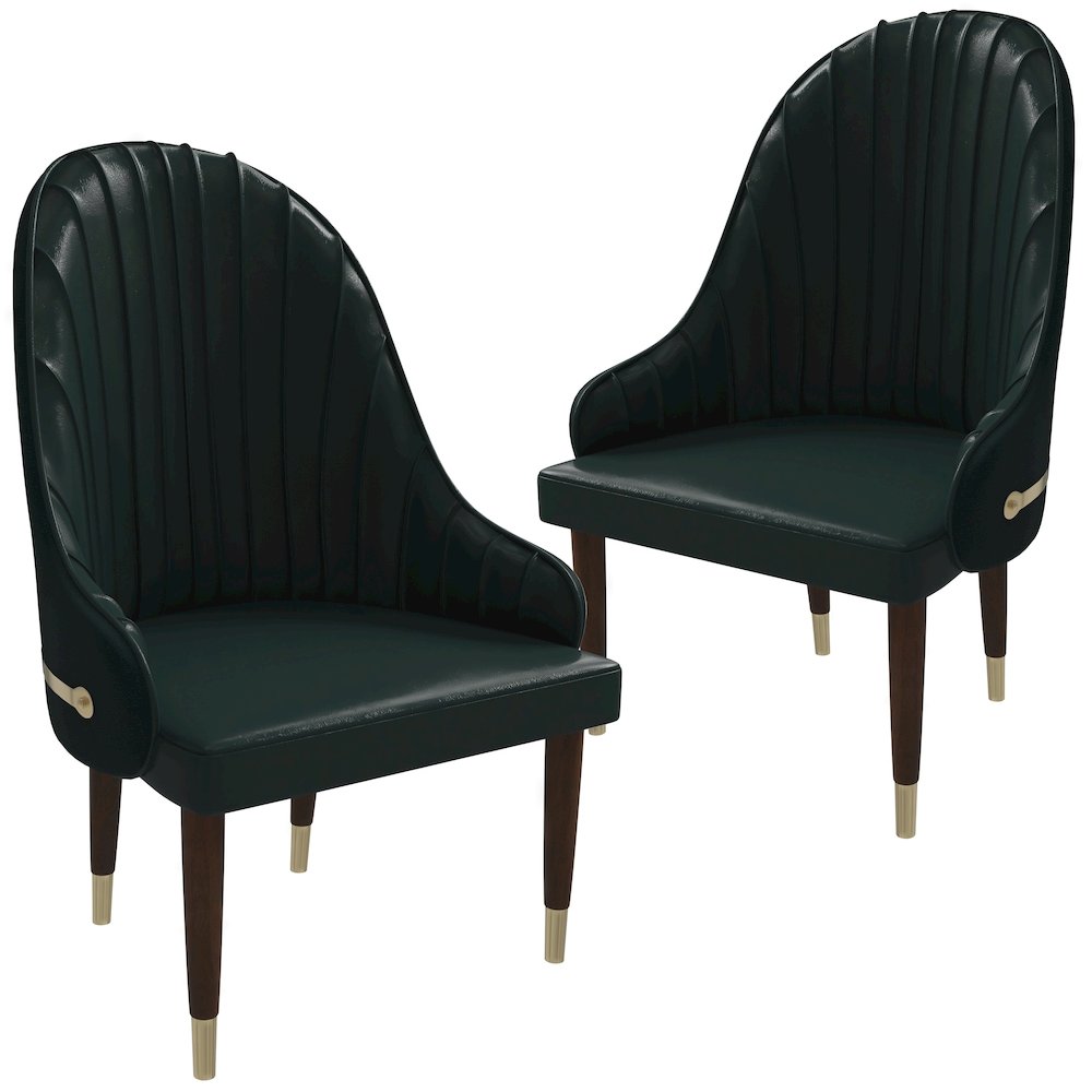 Elara Collection Wooden Dining Chair in Two-Tone Green Set of 2