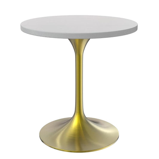 Verve 27" Round Dining Table, Brushed Gold Base with Light Natural Wood MDF Top