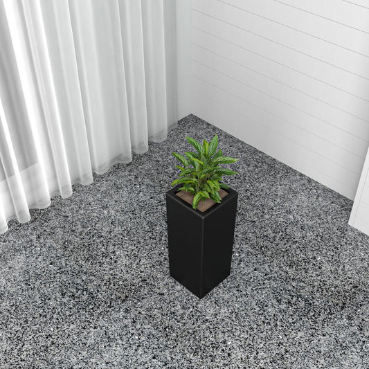 Terra Series Poly Stone Planter in Black 7.9" x 7.9" 19.7" High