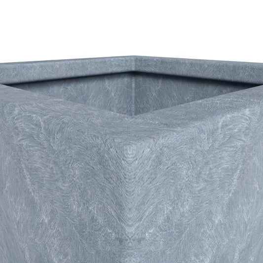 Serene Series Poly Stone Square Planter in Aged Concrete 14x14, 21 High