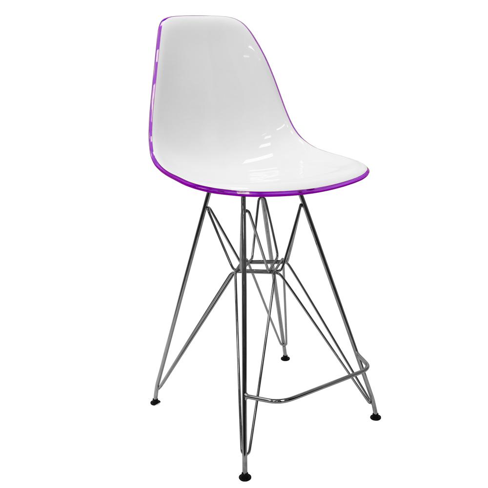 Cresco Modern Acrylic Barstool with Chrome Base and Footrest