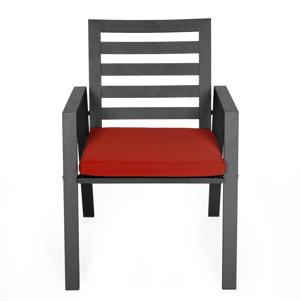 Chelsea Aluminum Outdoor Dining Table 87 With 8 Chairs and Cherry Cushions