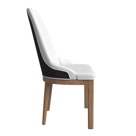 Modern Wooden Dining Chair in Black Fabric with Light Grey Front Set of 4