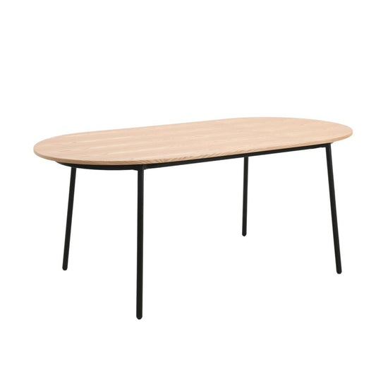 83" Oval Dining Table with MDF Top and Black Steel Legs