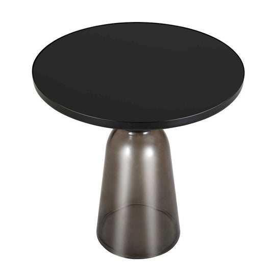 Tully Collection Glass side Table Grey glass, Black Rim with Black Glass top