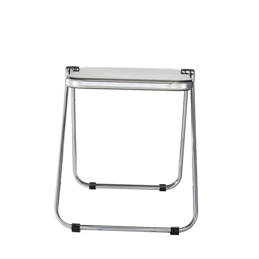 Rectangular Folding Side Table in Chrome Finish with Plastic Tabletop