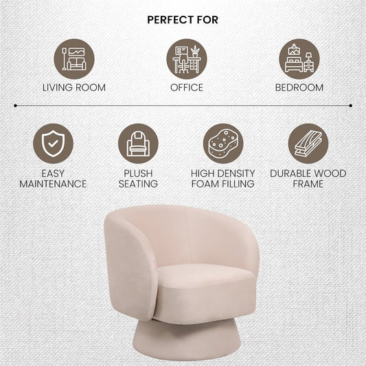 Raze Collection Modern Accent Chair in Beige Velvet