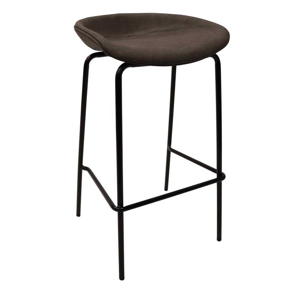 Barstool with Upholstered Faux Leather Seat and Powder Coated Iron Frame