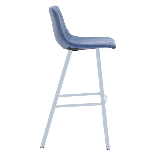 Elland - Bar stool - Peacock Blue - White Base Set of 2