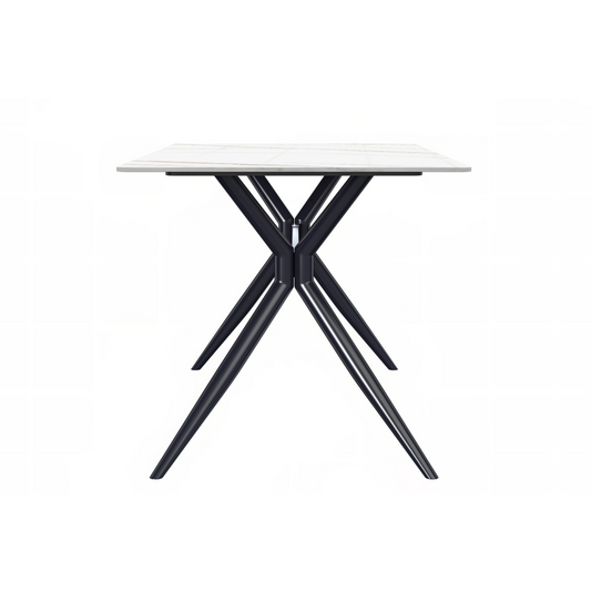 Black Stainless Steel Dining Table 55 With White/Gold Sintered Stone Top
