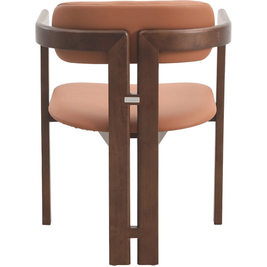 Velo Series Modern Dining Chair Walnut Wood with Dark Brown Seat Set of 4
