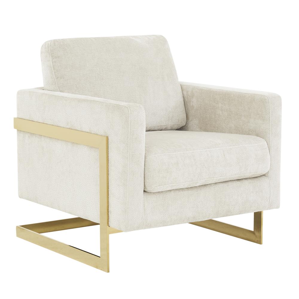 Accent Armchair with Gold Stainless Steel Frame and Removable Back Cushion