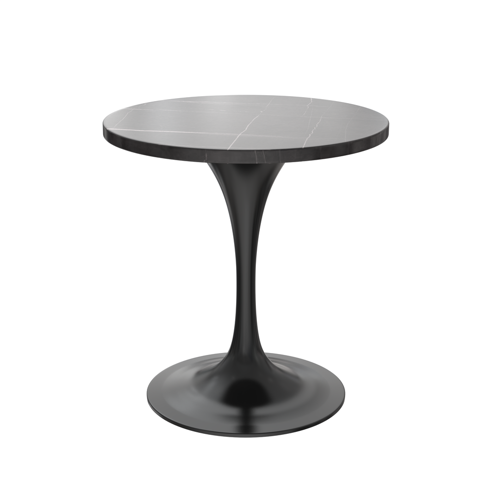 Verve 27 Round Dining Table, Black Base with Sintered Stone Black Top