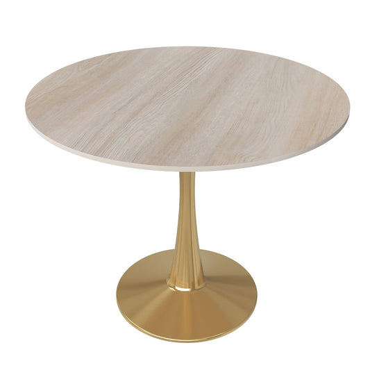 Bristol 35" round dining table Gold base with marbled MDF top